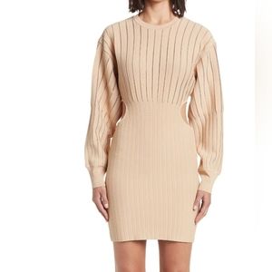 HERVÉ LÉGER Size M Beige Cutout bandage mini dress